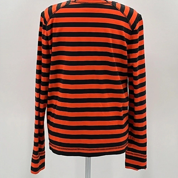 Ganni Striped Organic Cotton Jersey Long-sleeve T-shirt In Black Red - Small - Picture 6 of 12